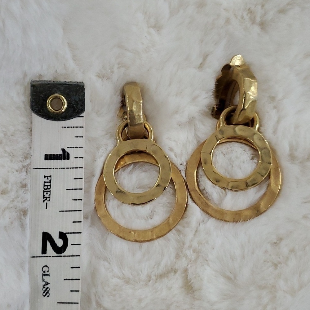 GOLD TONE CLIP ON EARRINGS DOUBLES OR SINGLES REMOVABLE PIECES ELEGANT DRESSY - Picture 3 of 6